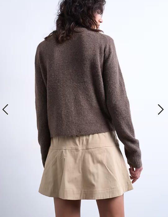 Topshop elasticated waist mini skort in beige
