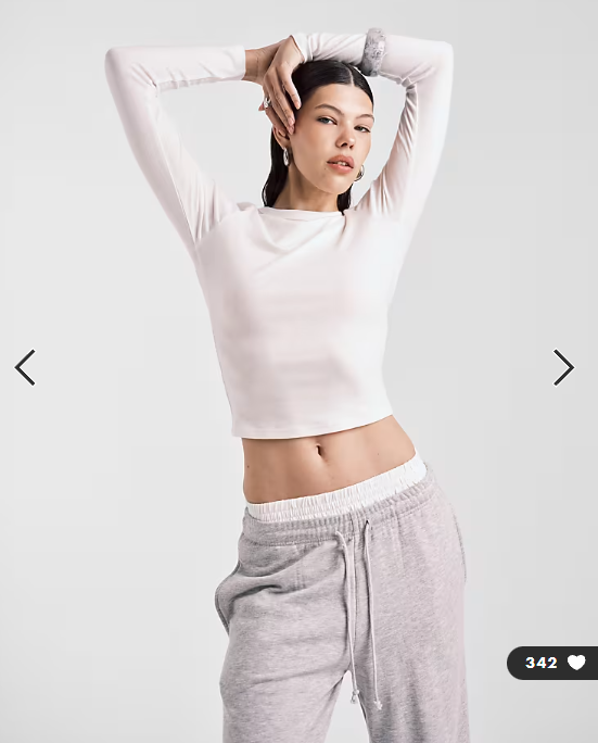 ASOS DESIGN soft long sleeve shrunken tee in cream