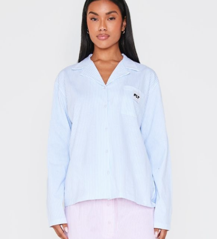 Blue Stripe Long Sleeve Pj Shirt