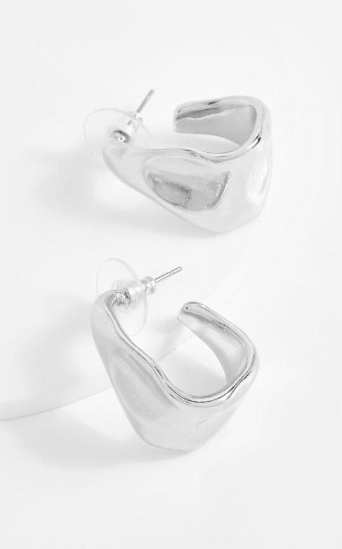 Silver Abstract Mini Hoop Earrings