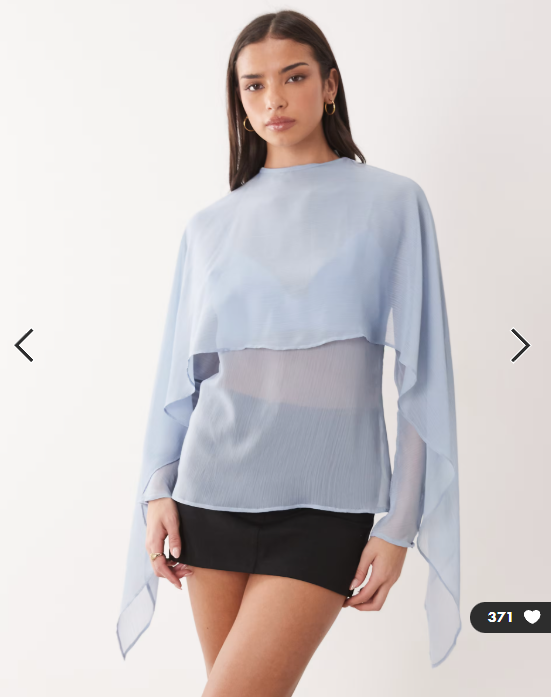 ASOS DESIGN chiffon scarf detail sheer blouse in blue