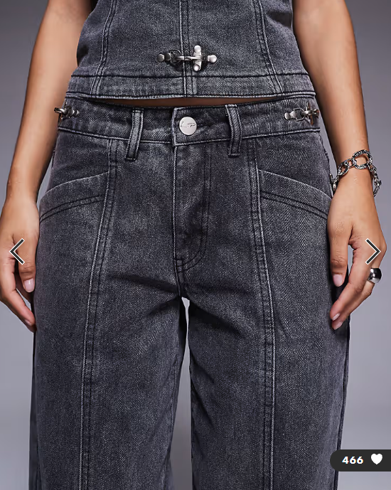 Liquor N Poker baggy fit jeans co-ord with buckle detail in washed black