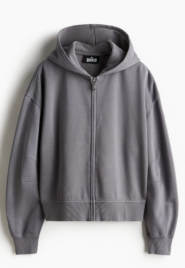 H&M-PRINTED ZIP-THROUGH HOODIE