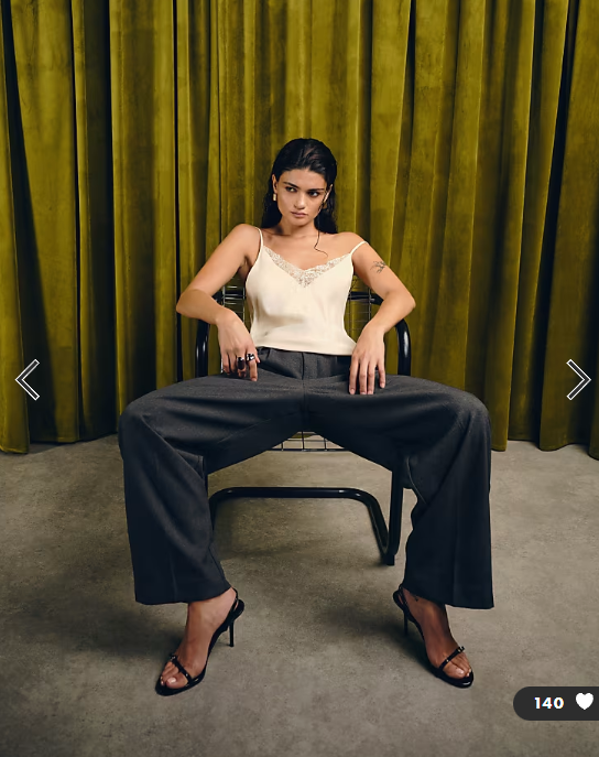 ASOS DESIGN satin plunge cami top in ecru
