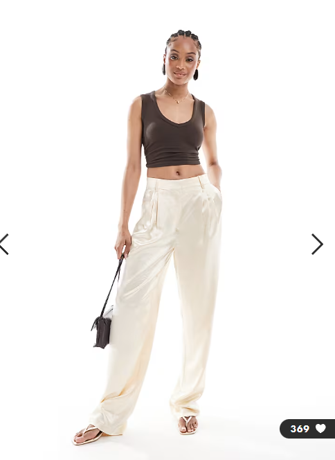 ASOS DESIGN Tall tailored straight leg satin trousers in ivory