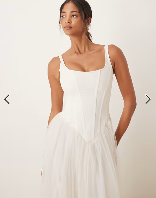 Lace & Beads corset drop hem maxi dress in ivory