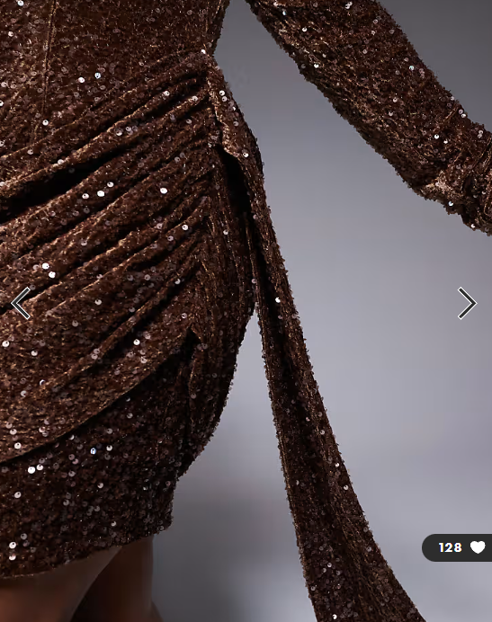 ASOS LUXE Curve velvet sequin drape side mini dress in chocolate