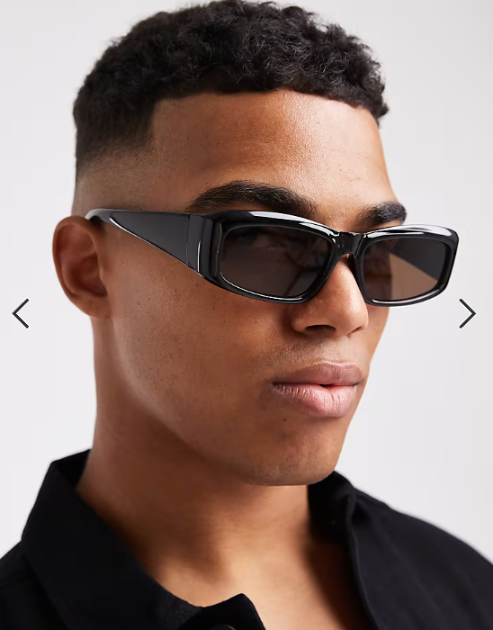 ASOS DESIGN rectangle sunglasses with brown lens and black frame