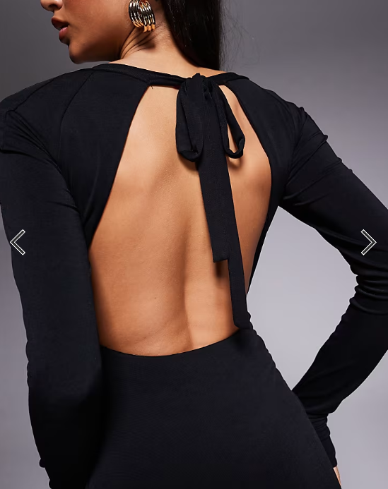 TFNC long sleeve shoulder cut out open back maxi dress in black