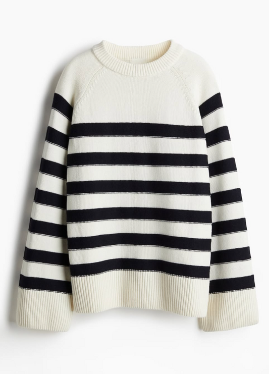 H&M - LOOSE-FIT SWEATER- Black Stripe