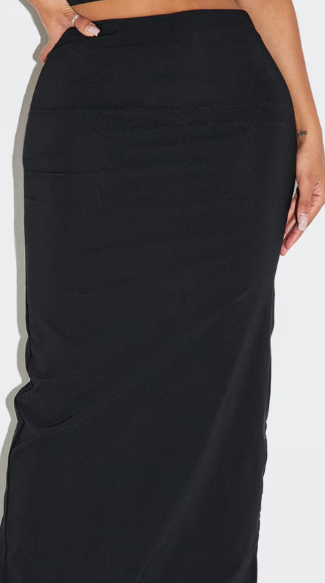 Plt - Shape Black Stretch Woven High Waisted Maxi Skirt