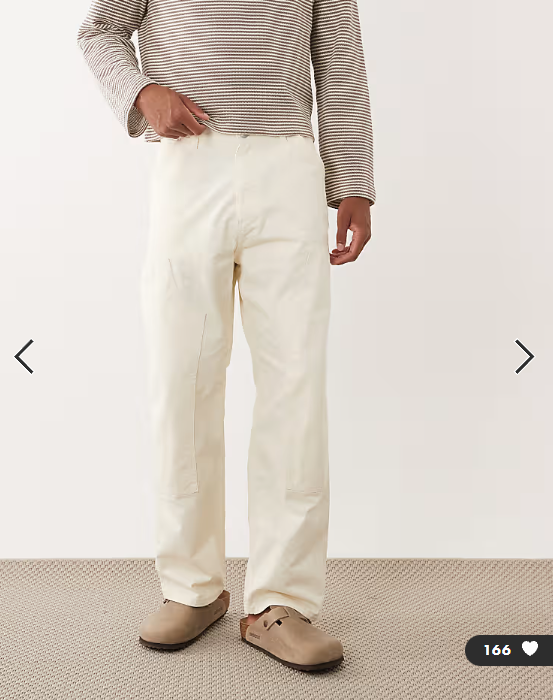 Jack & Jones Alex baggy carpenter trouser in cream