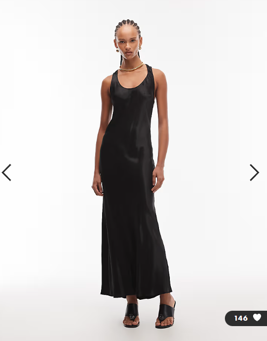 ASOS DESIGN satin scoop maxi dress in black