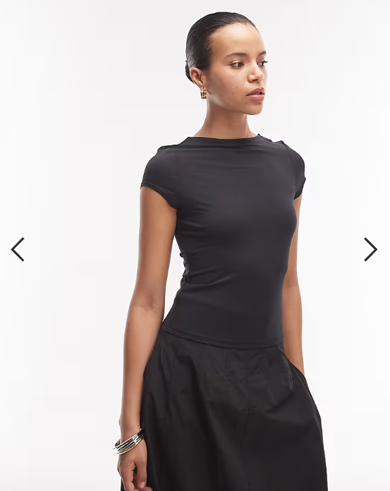 ASOS DESIGN slinky cap sleeve scoop back top in black