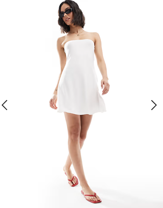 ASOS DESIGN bandeau mini swing dress in white