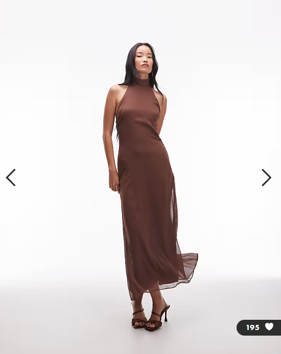 ASOS DESIGN chiffon high neck maxi dress in chocolate