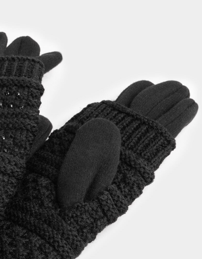 Modgan - Knitted gloves with rhinestones black women