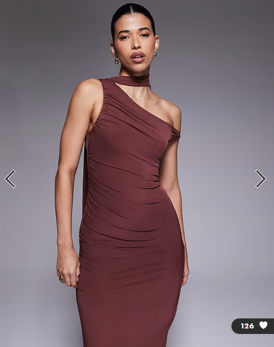 The Frolic exclusive slinky off shoulder scarf neck detail bodycon maxi dress in brown
