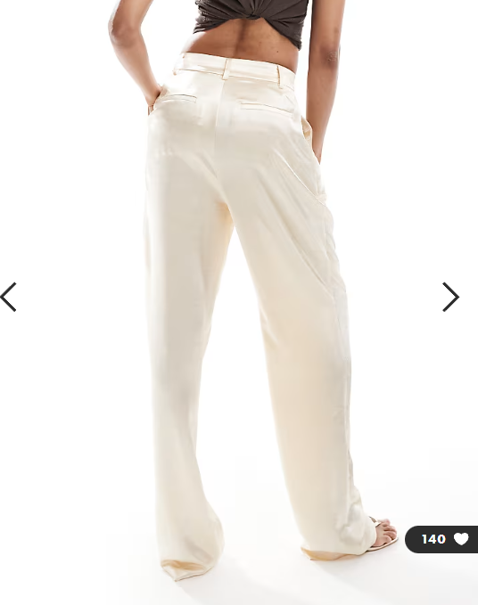 ASOS DESIGN Tall tailored straight leg satin trousers in ivory