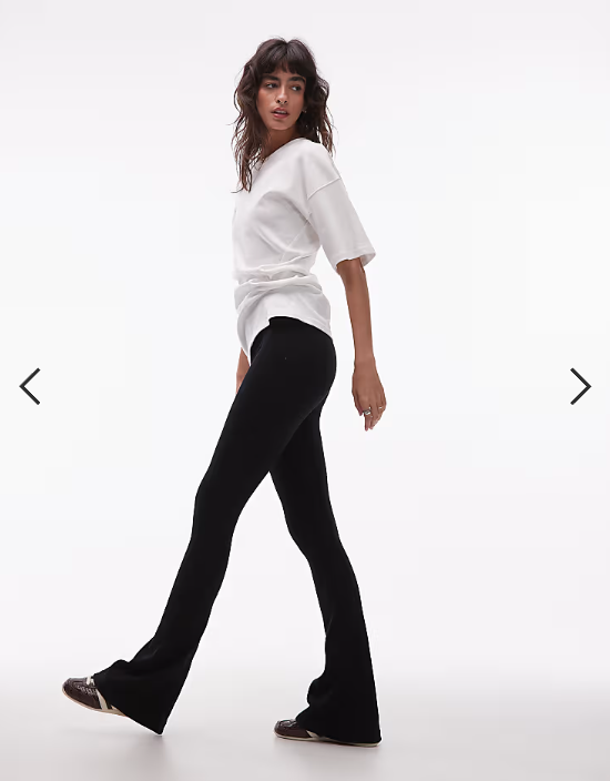 ASOS DESIGN seamless ribbed flare legging in black
