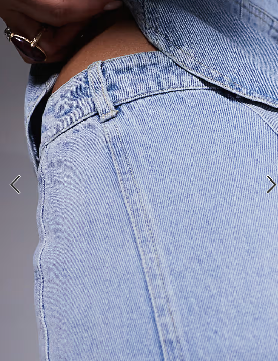Wanderdoll Alix denim seam detail mini skirt in light blue wash - part of a set