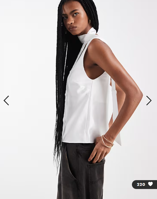 ASOS DESIGN satin cami with scarf in ivory