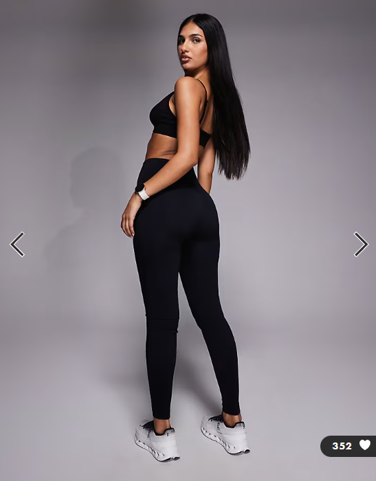 4505 seamless baby rib high waist gym leggings in black
