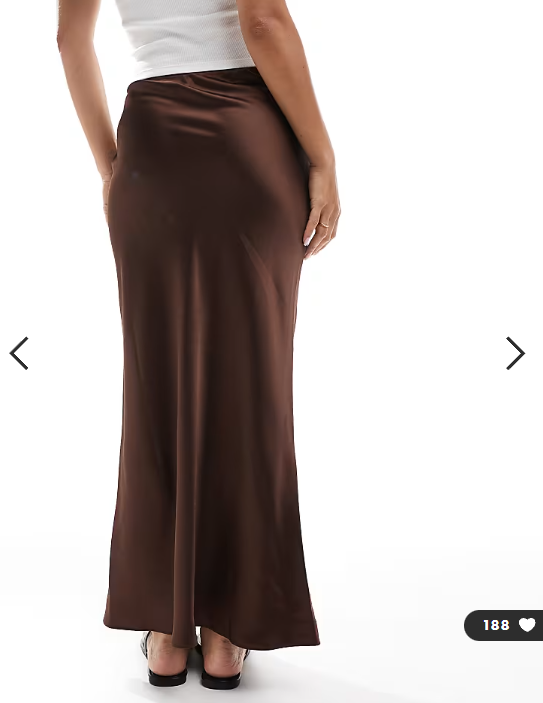 New Look satin bias midi skirt in dark brown