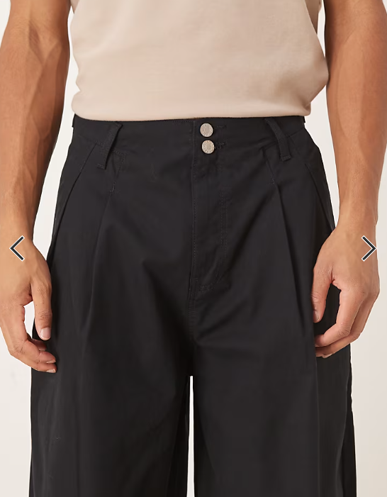 ASOS DESIGN oversized baggy trousers in black with pleats