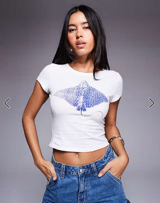 Princess Polly Sting Ray motif baby tee in white
