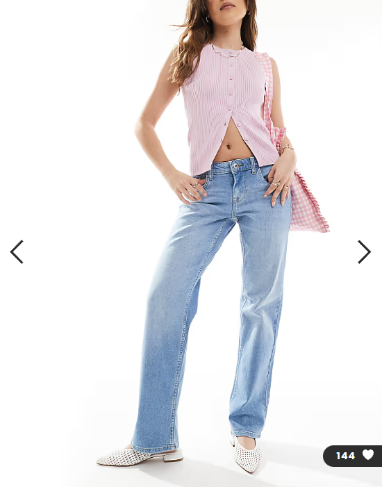 ONLY Jane mid waist straight leg jeans in light blue