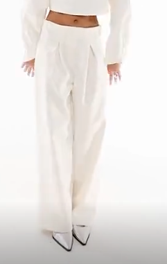 Asos design cocoon trousers with front pleat in white