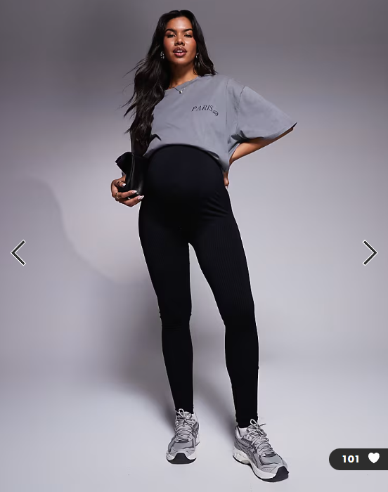 4505 Maternity Icon seamless rib gym legging in black