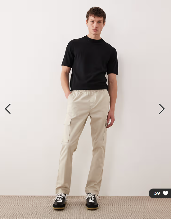 ASOS DESIGN slim pull on cargo trousers in beige
