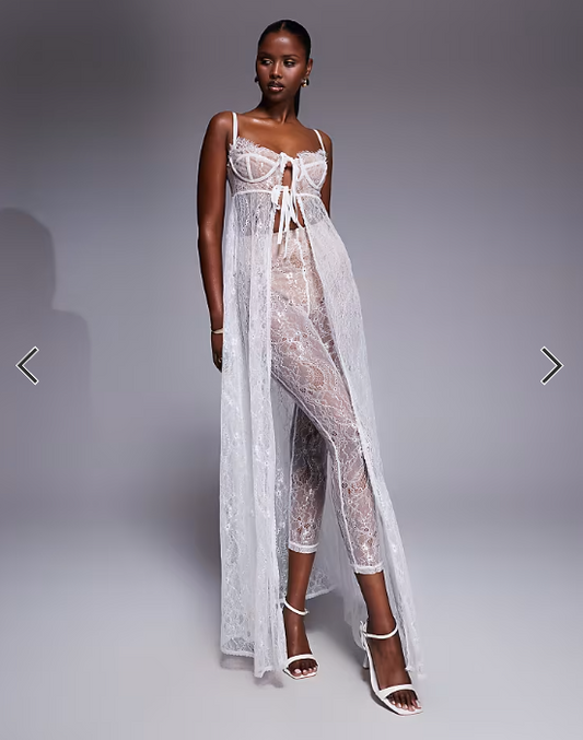 The Dolls House Circa Cieran tie front lace maxi top in ivory - part of a set