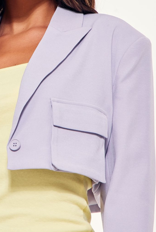 Lilac Pocket Detail Super Cropped Blazer