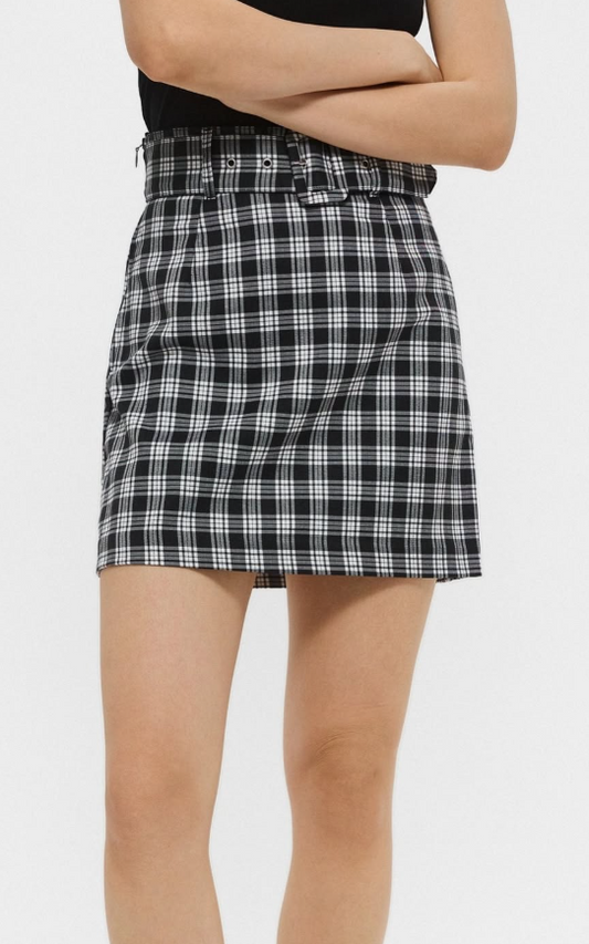 H&M - Checked Belted Skirt