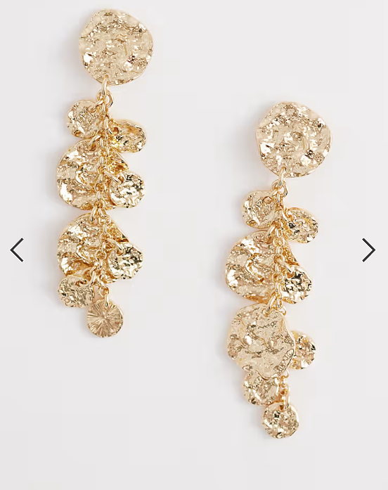 Accessorize molten coin long drop earrings in gold