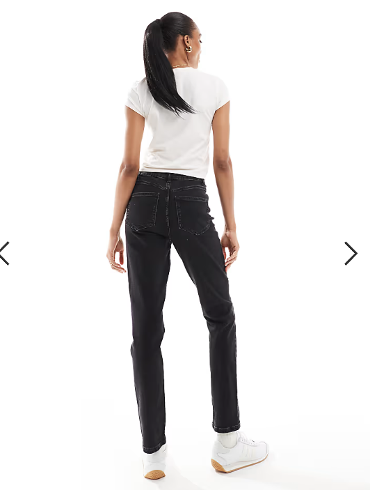 ASOS DESIGN Tall slim fit comfort mom jeans in washed black