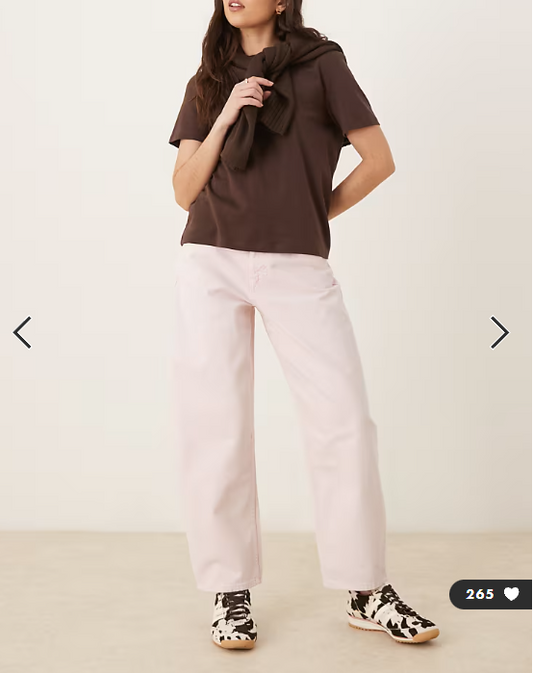 ASOS DESIGN high waist barrel jean in pink