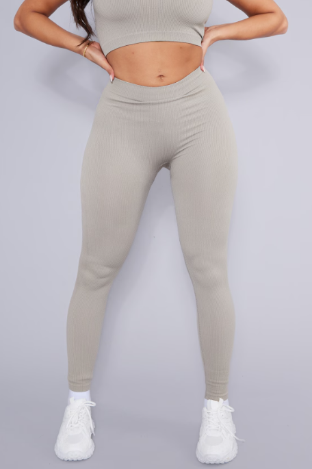 Shape Moss Grey Snatched Rib Leggings