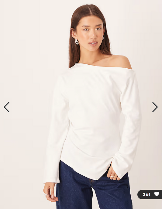 JDY asymmetric side detail top in white