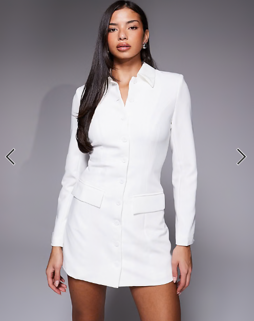 Aria Cove structured button through pocket detail tailored mini dress in cream