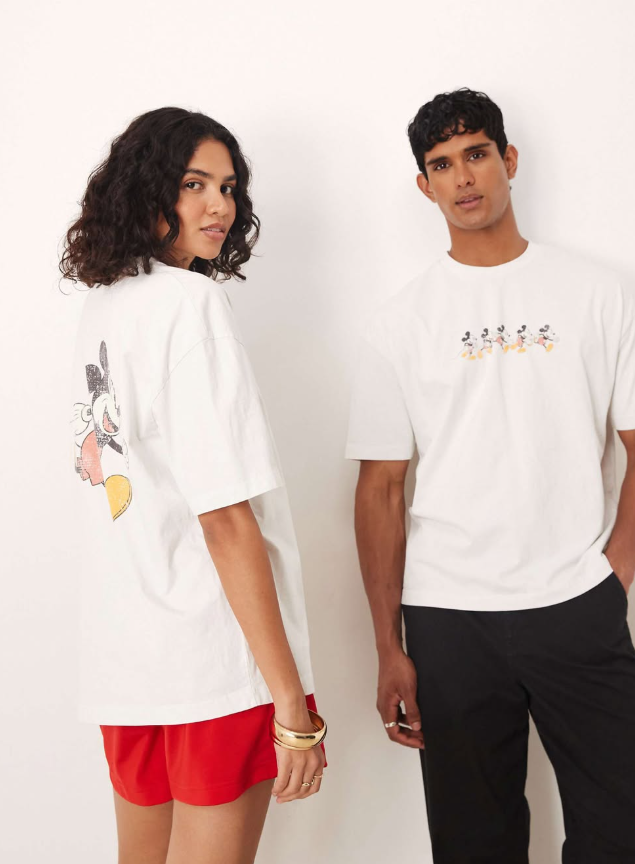 ASOS DESIGN Disney unisex oversized t-shirt with Mickey Mouse print in white