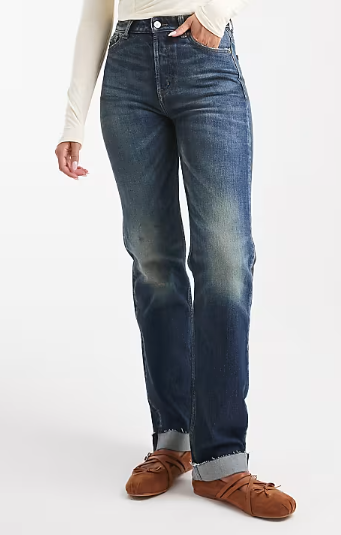 Asos - Tommy Jeans Kira mid rise slim straight turn up jeans in dark wash