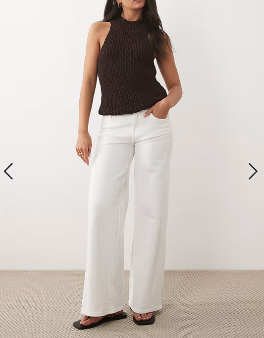 Mango - teen wide leg jeans in white
