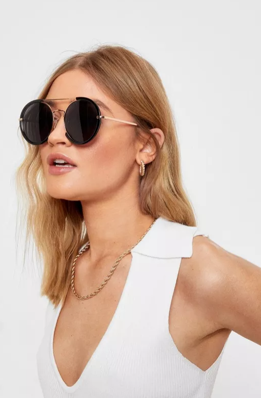 Oversized Round Aviator Sunglasses