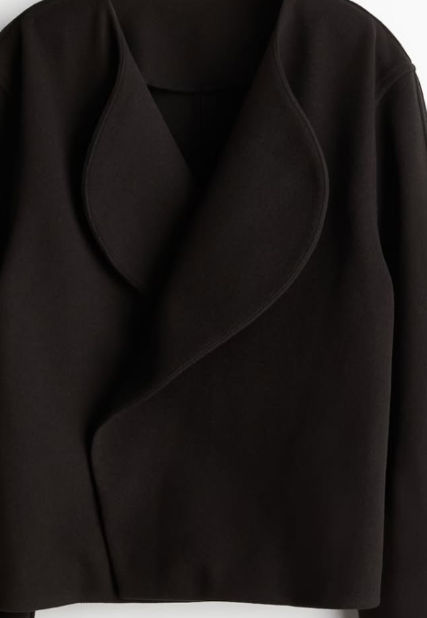 H&M - FELTED JACKET WITH SHAWL COLLAR- Blaxk
