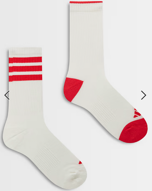 adidas Originals crew 2 pack socks in white and red