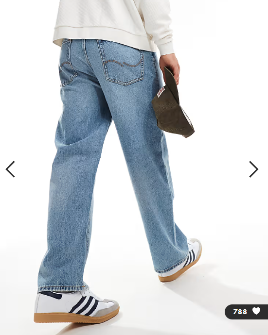 Jack & Jones Alex baggy jeans in mid blue vintage wash